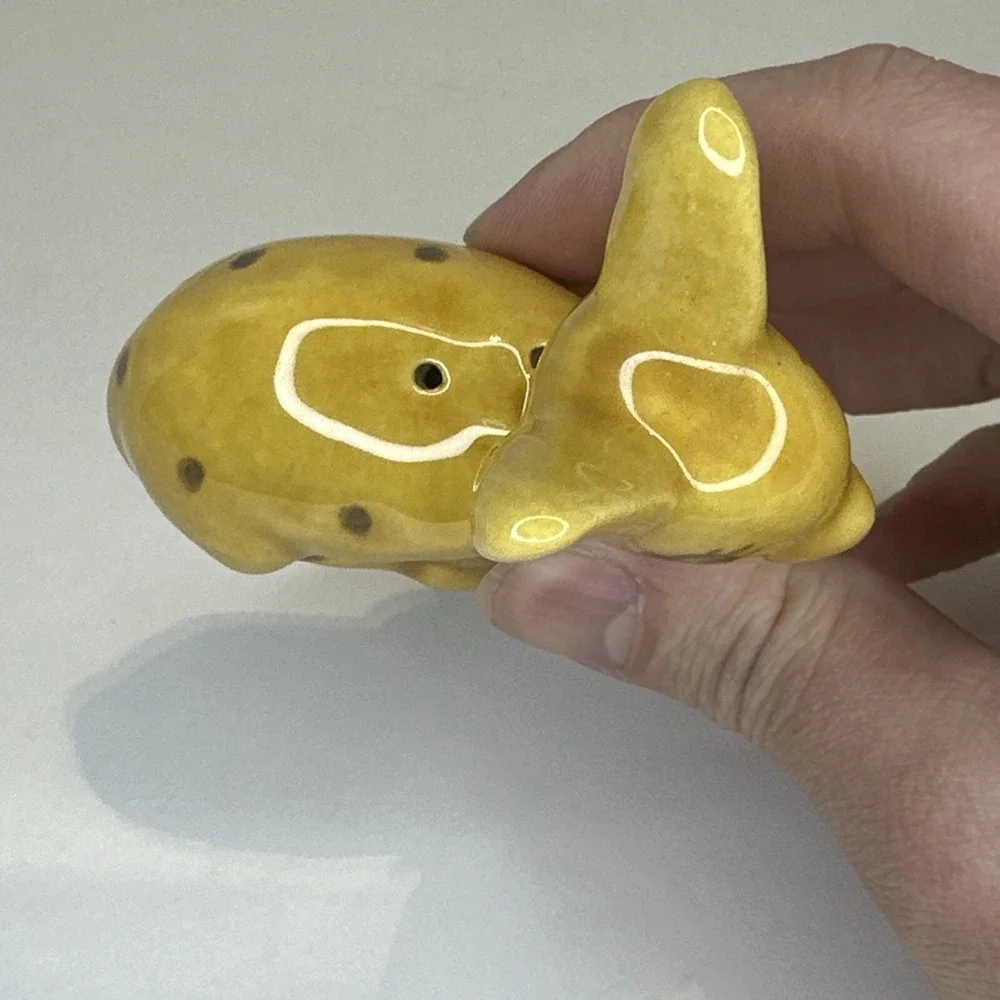 Vintage Deer Fawn Salt & Pepper Shakers Yellow Ceramic Glazed Japan